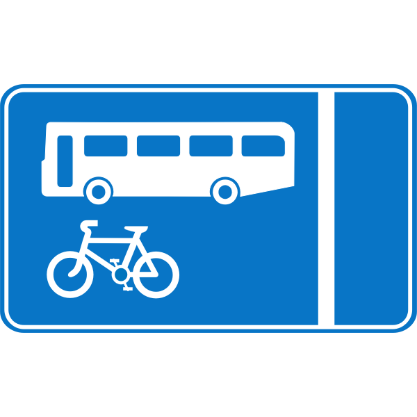 Bus and bicycle lane information traffic sign vector image