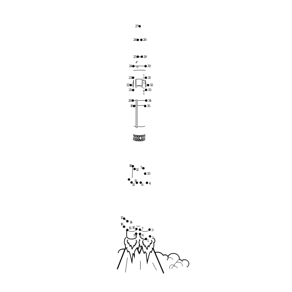 ISS rocket launcher connect the dots vector drawing