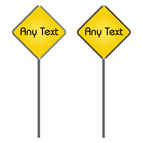 Vector graphics of two blank yellow roadsigns