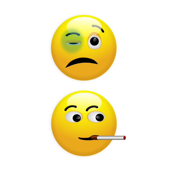 Smoking and beaten smiley