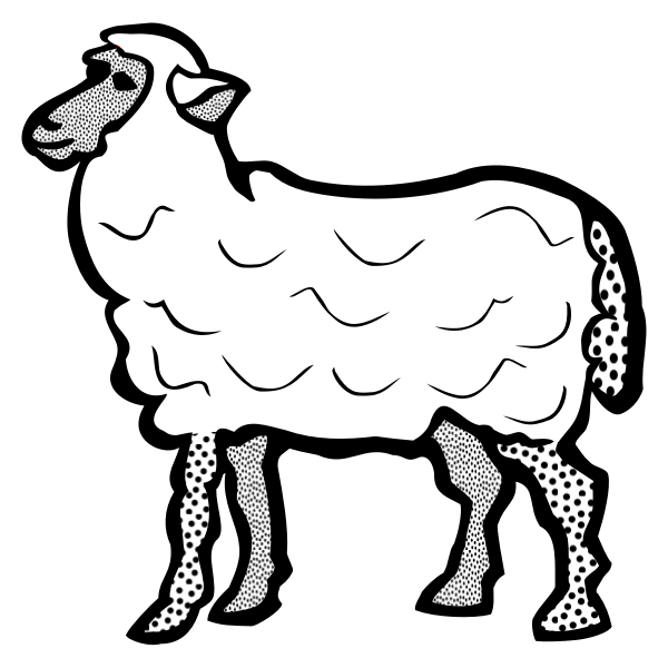 Vector clip art of line art of simple sheep