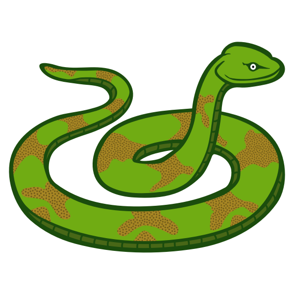 Green and brown color snake line art vector illustration