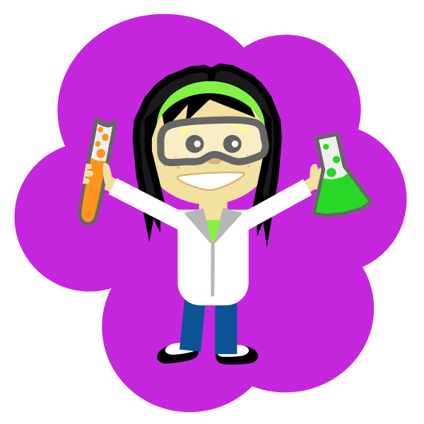 Vector image of cartoon science girl