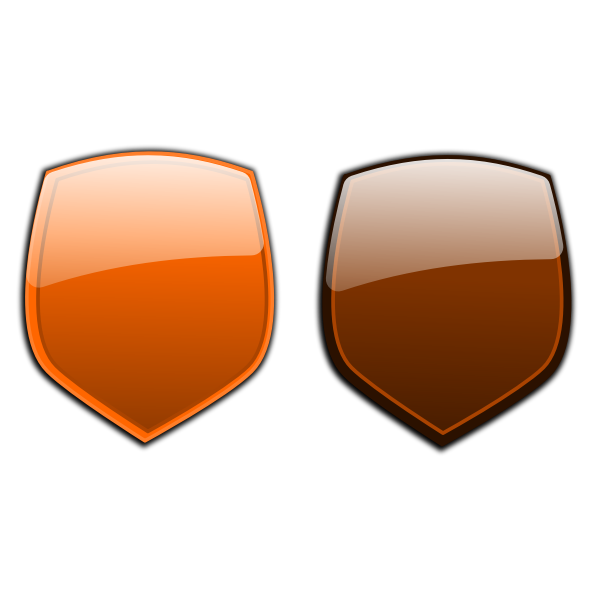 Orange and brown shields vector clip art