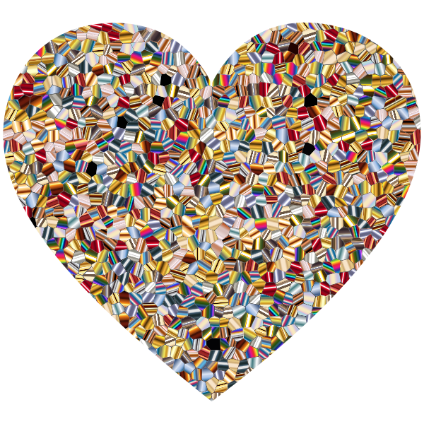 Shimmering Iridescent Mosaic Tiles 2 Heart