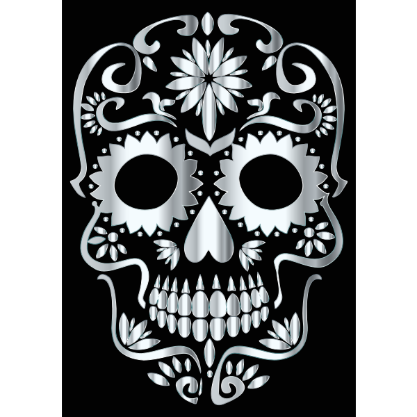 Silver Sugar Skull Silhouette