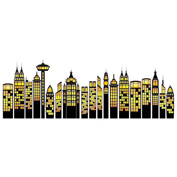 Vector image of high rise landmarks