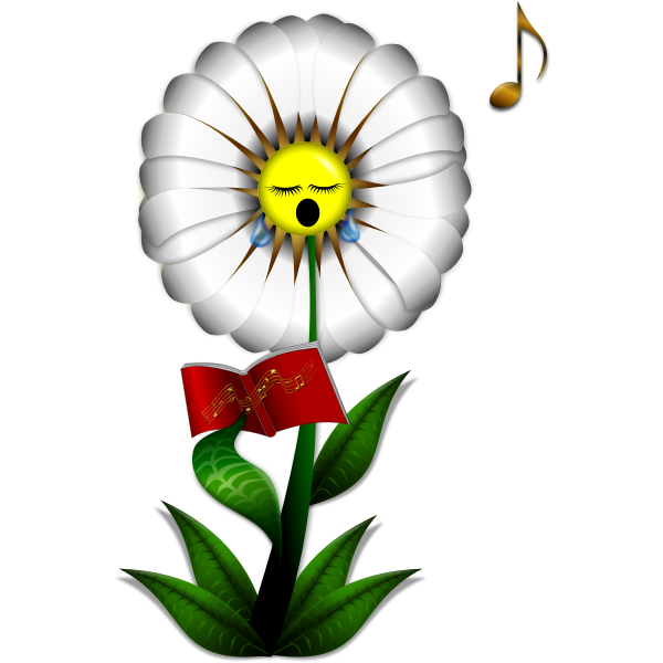 Singing daisy vector drawing