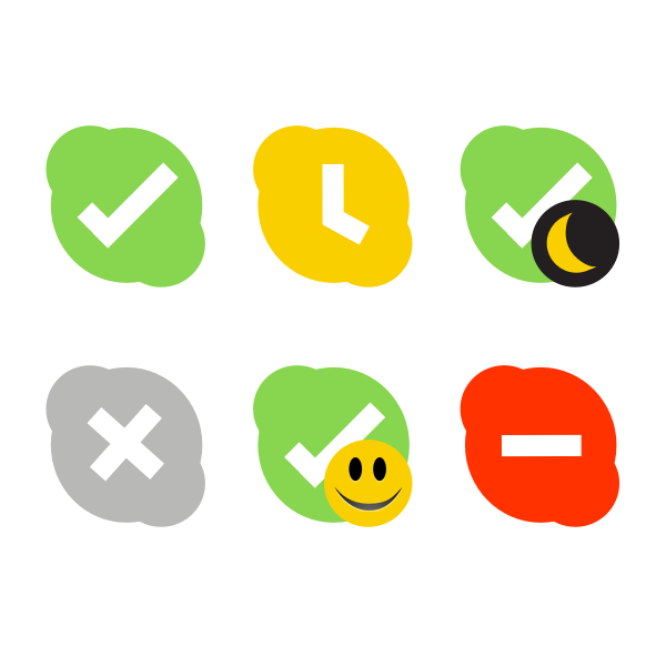 Vector drawing of flat Skype status icons