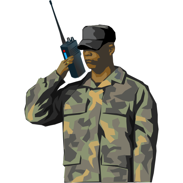 Soldier with walkie-talkie radio vector image