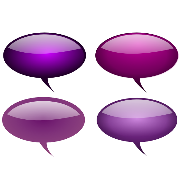 Selection of purple callout bubbles vector clip art