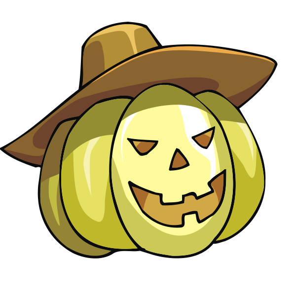 Vector image of cartoon Halloween pumpkin with hat