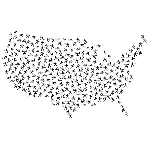 Athletes in US map