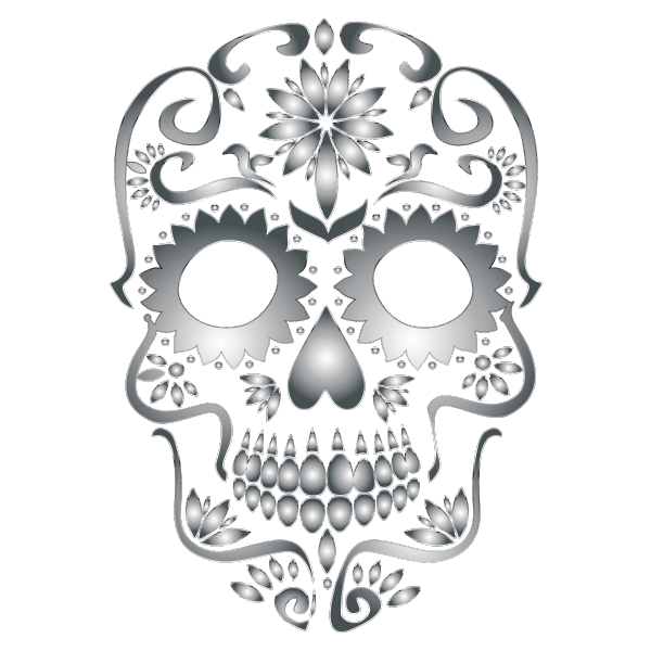 Stainless Steel Sugar Skull Silhouette No Background