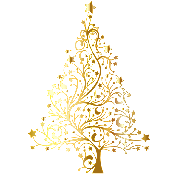 Starry Christmas Tree Gold No Background