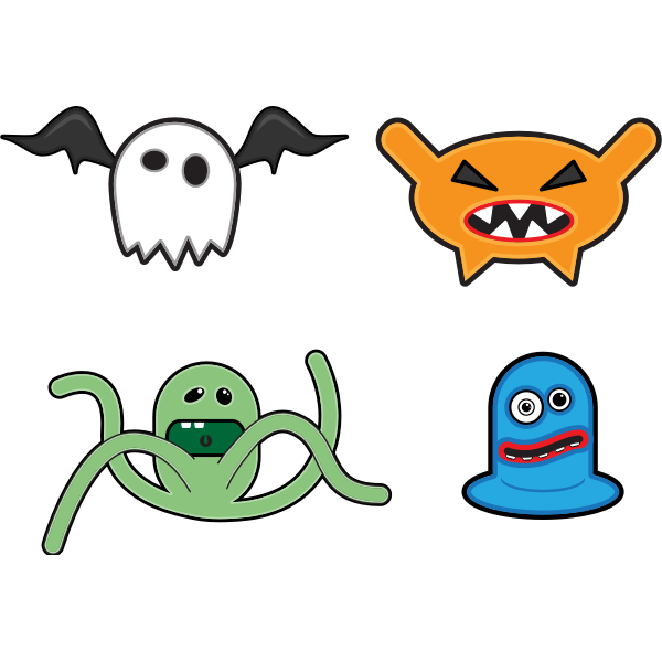 Cartoon monsters selection vector drawing