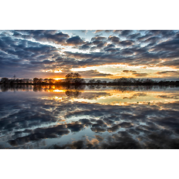 Stormy sky lake