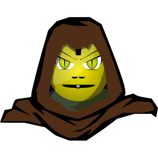 Vector drawing of hooded monster character