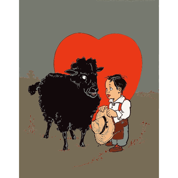 Black sheep and kid