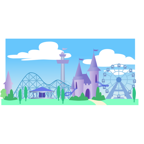 Theme park under a blue sky vector graphics