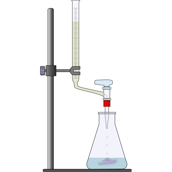 Clip art of oxygen titration process with a beaker