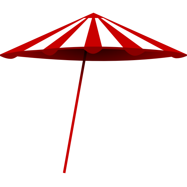 Red and white beach umbrella vector illustration