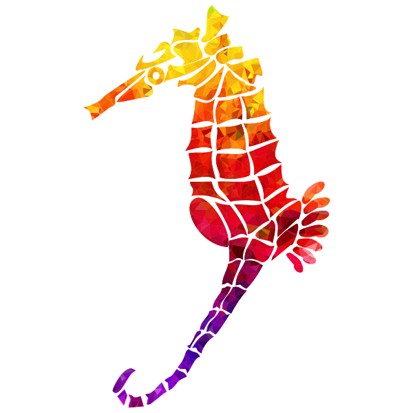 Topaz Ruby Sapphire Stylized Seahorse Silhouette