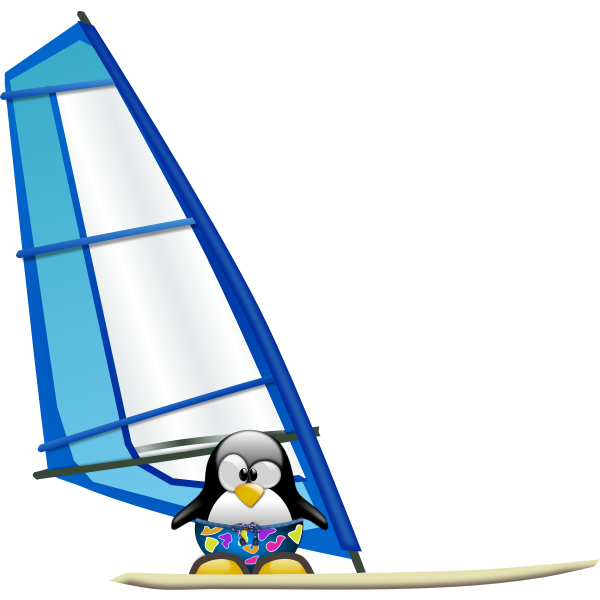 Penguin surfer vector illustration