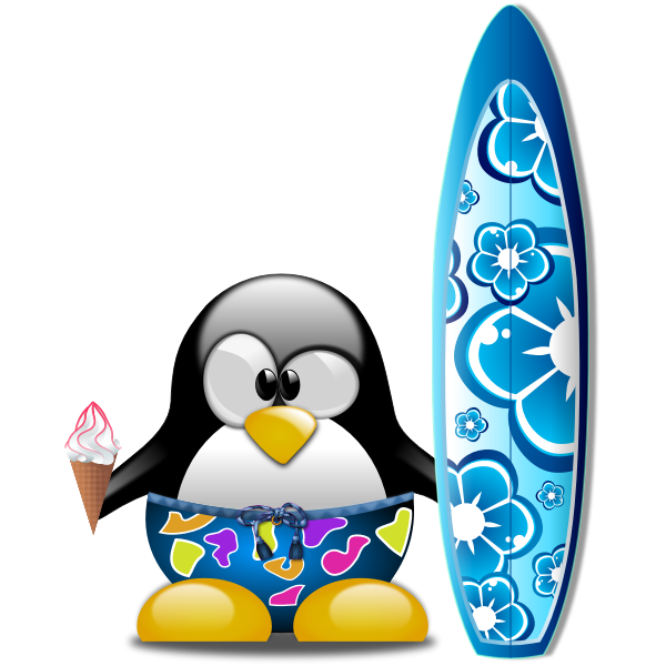 Tux surfer vector image