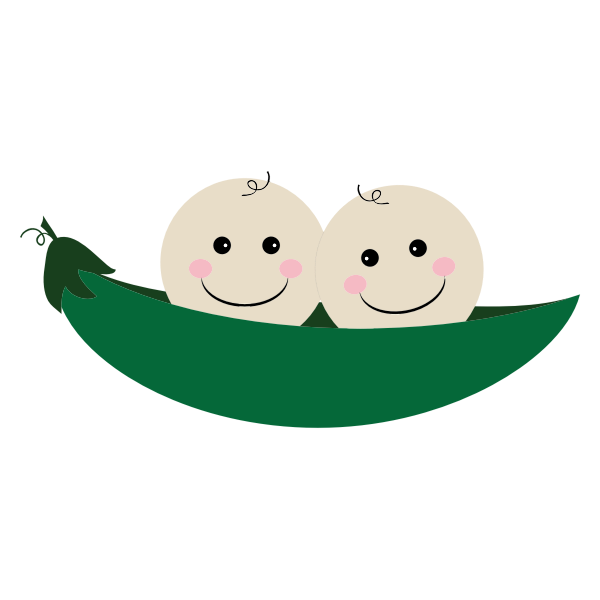 Cartoon pea with babies.