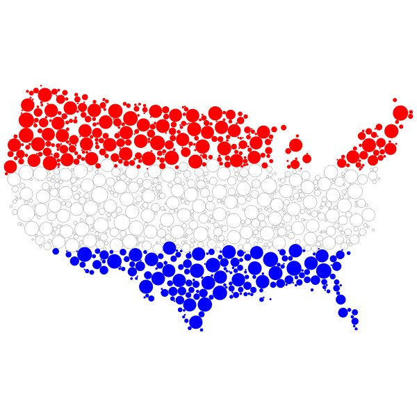 United States Flag Map Circles With Strokes