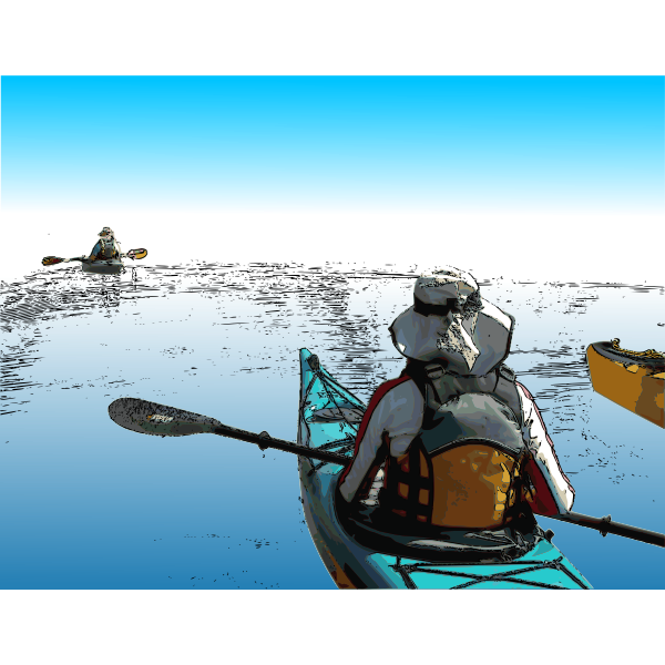 Kayakers venturing vector graphics