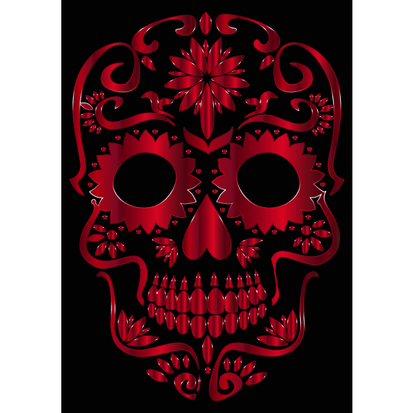 Vermilion Sugar Skull Silhouette