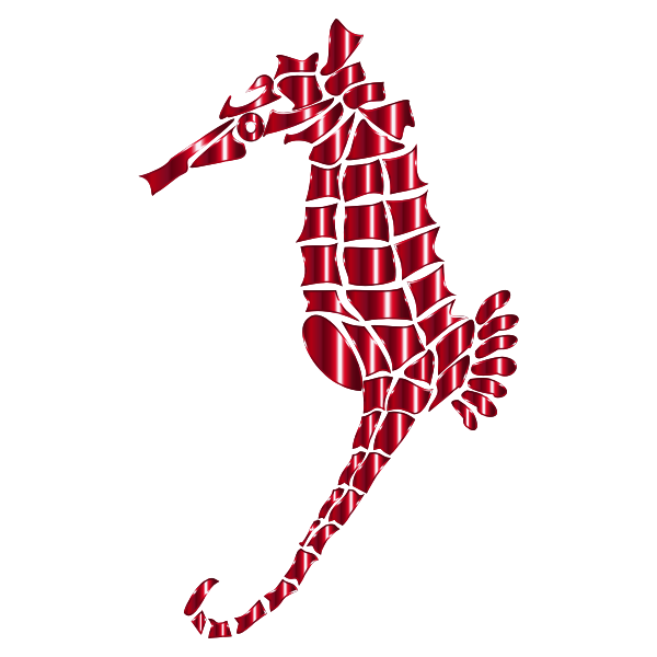 Vermillion Stylized Seahorse Silhouette No Background