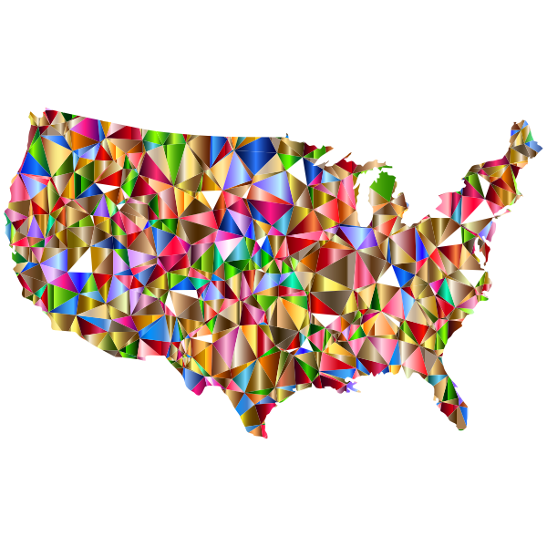 Vibrant Colorful Low Poly America USA Map