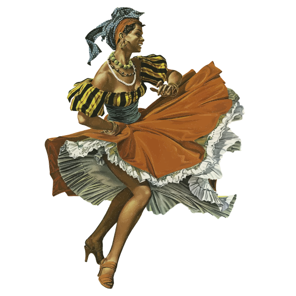 Vintage Caribbean dancing woman