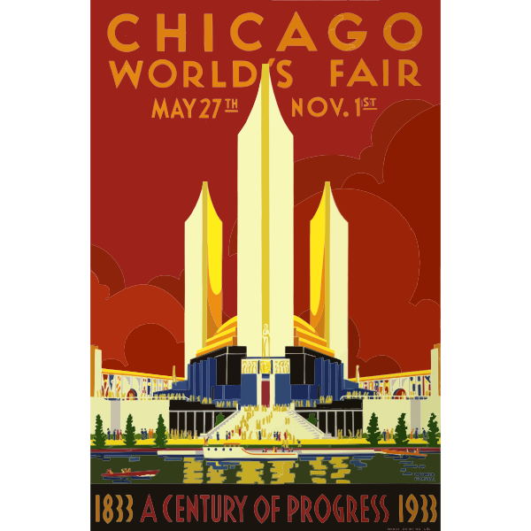 Vector graphics of vintage poster of Chicago World's Fair 1933