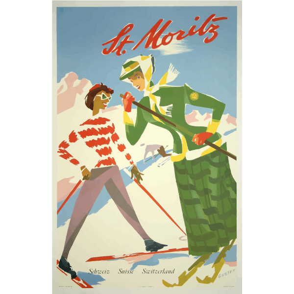 Vector clip art of St Moritz vintage travel poster