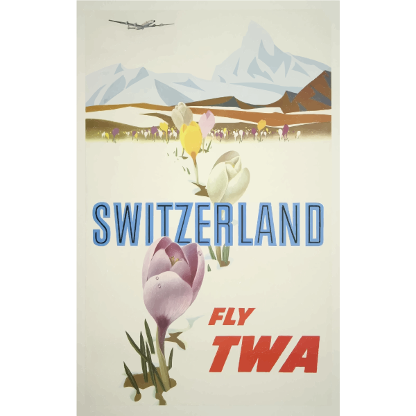 Fly TWA vintage travel poster vector graphics