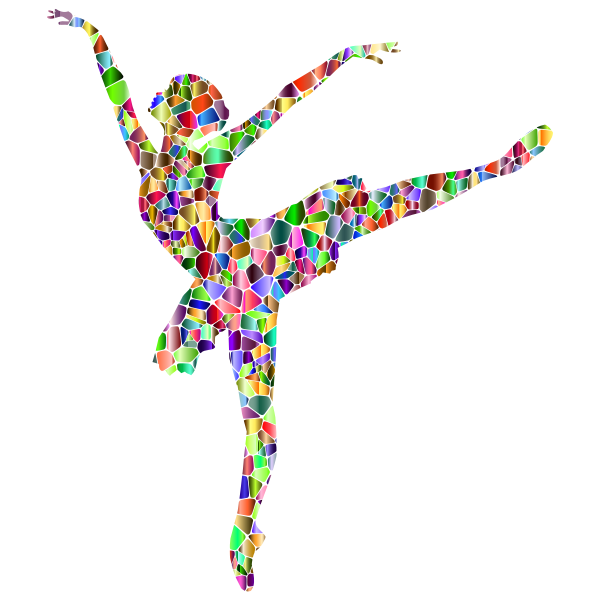 Vivid Chromatic Tiled Graceful Ballerina Silhouette