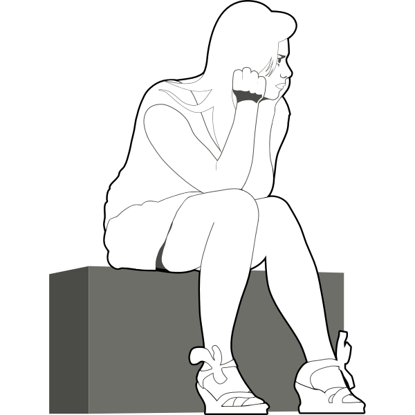 Waiting girl vector sketch