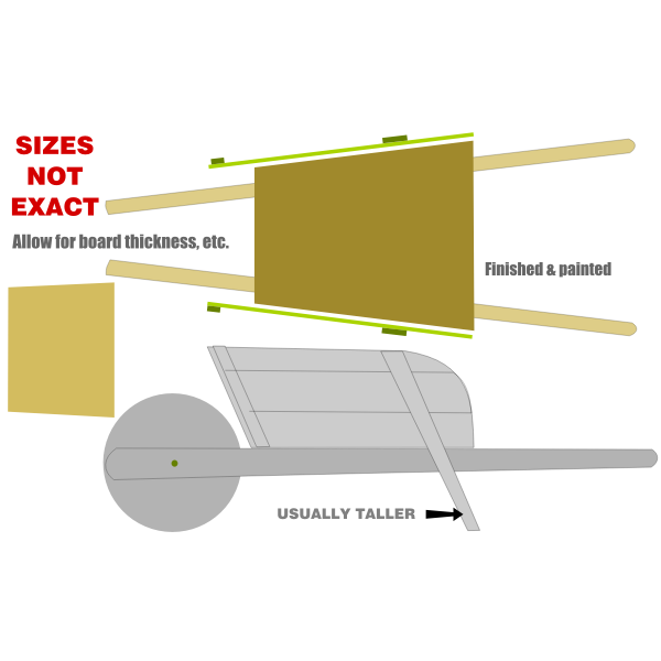 Full size wood wheelbarrow plan vector image