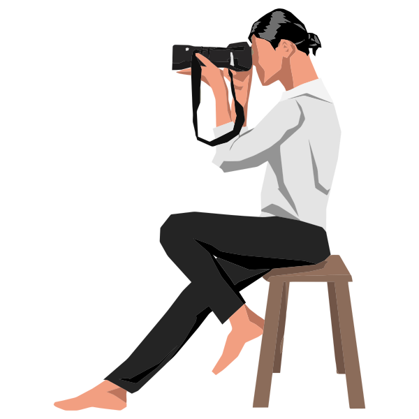 Woman Photographer on Stool