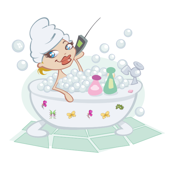 Woman in bubbly bath