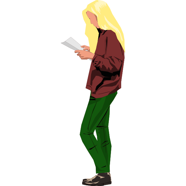 Blonde woman reading