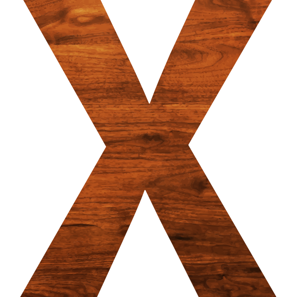 Wood texture in alphabet X