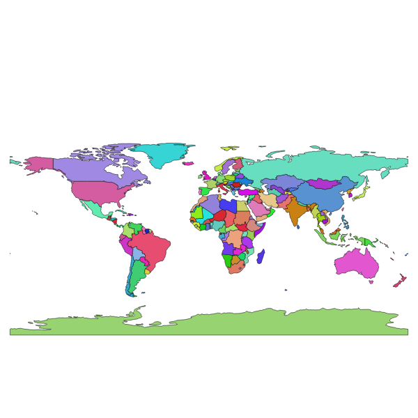 Multi-color simple world map