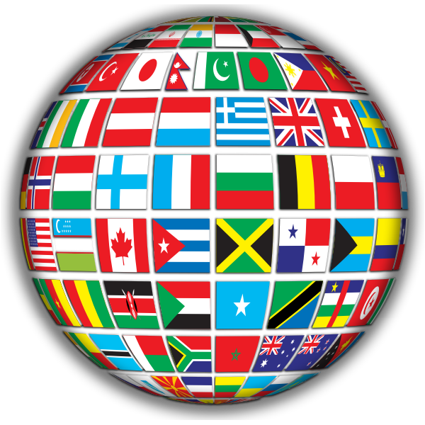 World Flags Globe With Shading