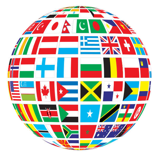 World flags globe