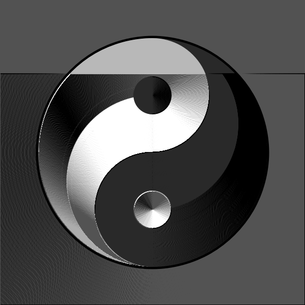 Vector clip art of ying yang sign in gradient silver and black color